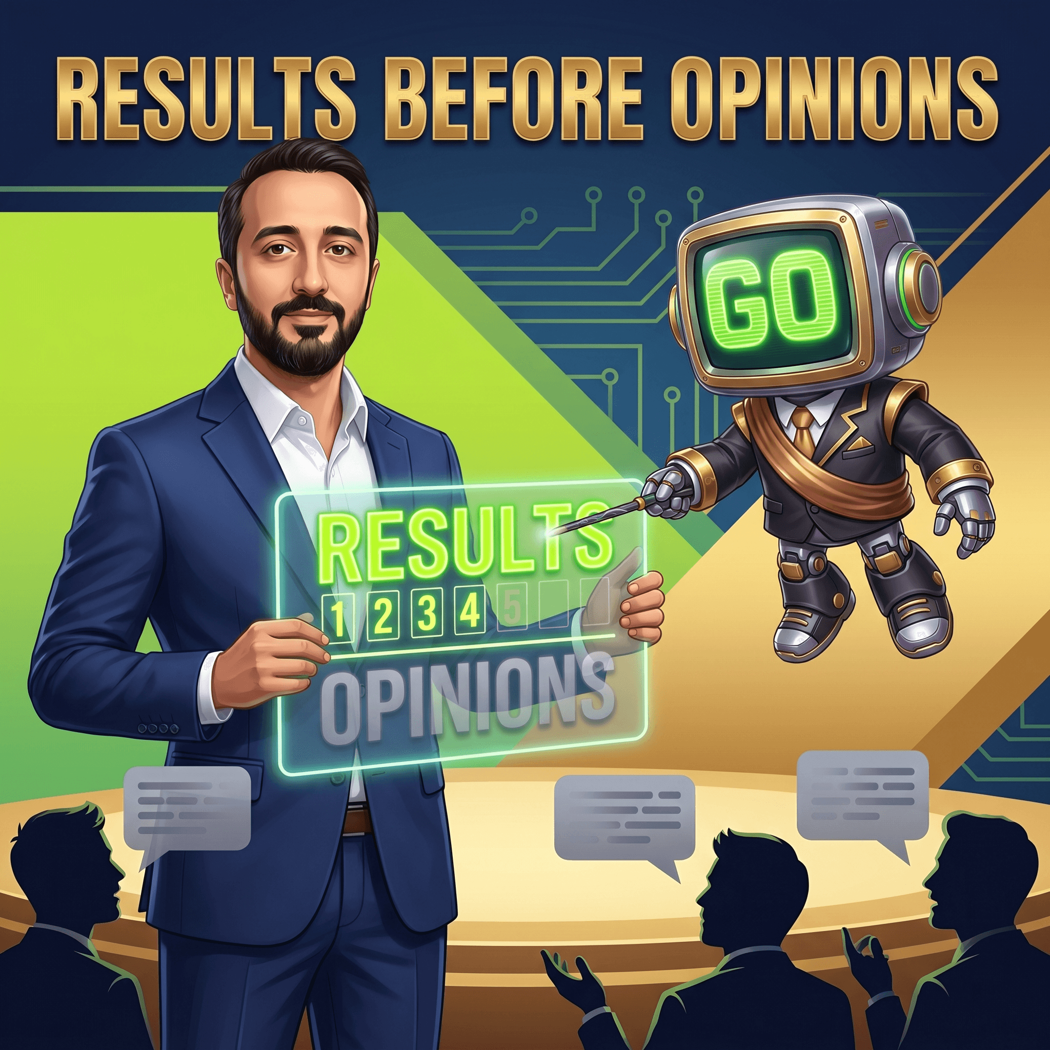 Mascot illustration: Results before opinions