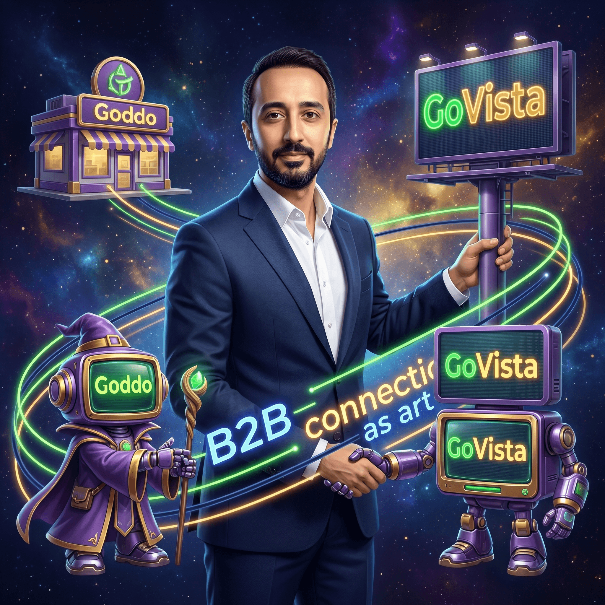 Mascot illustration: B2B connection as art