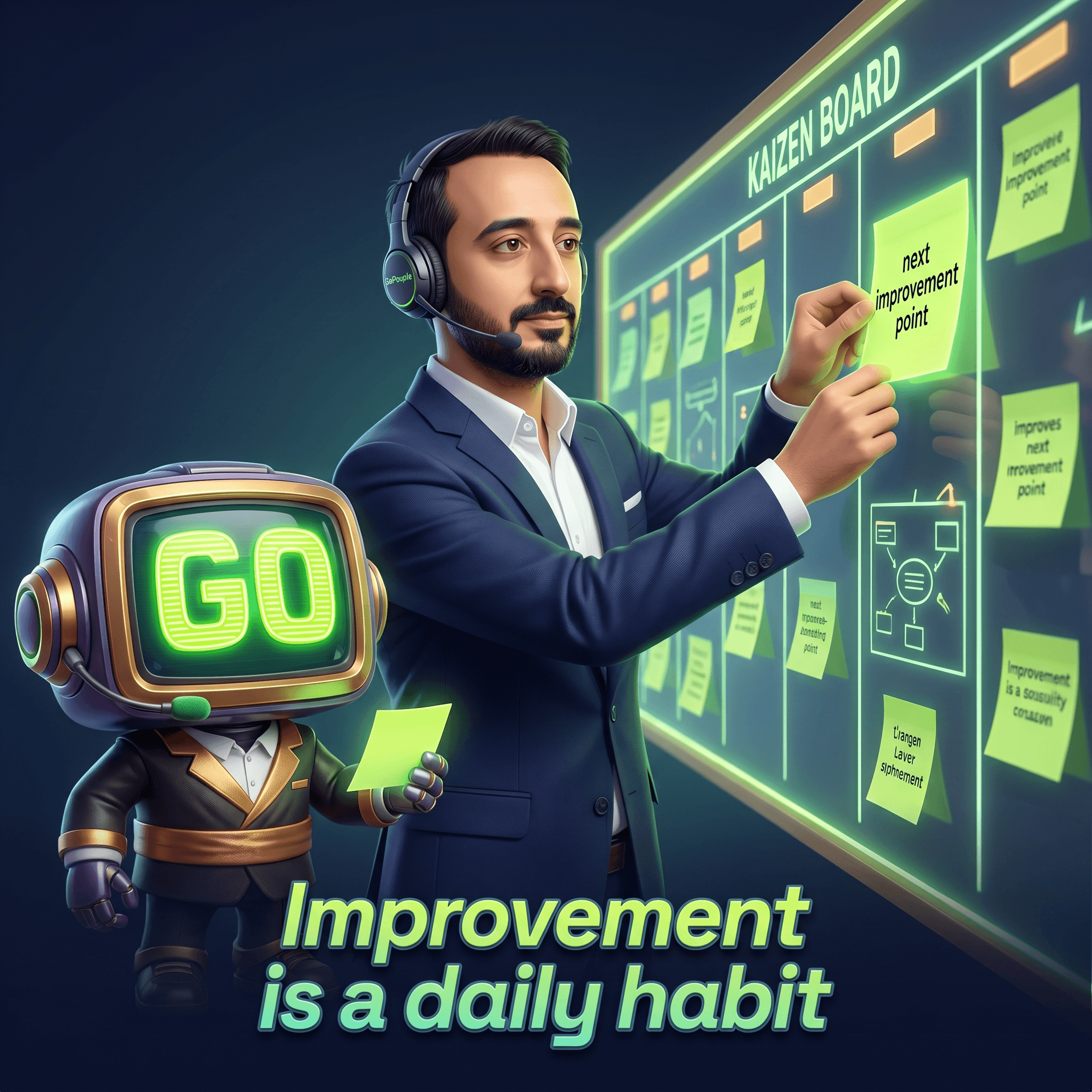 Mascot illustration: Improvement is a daily habit
