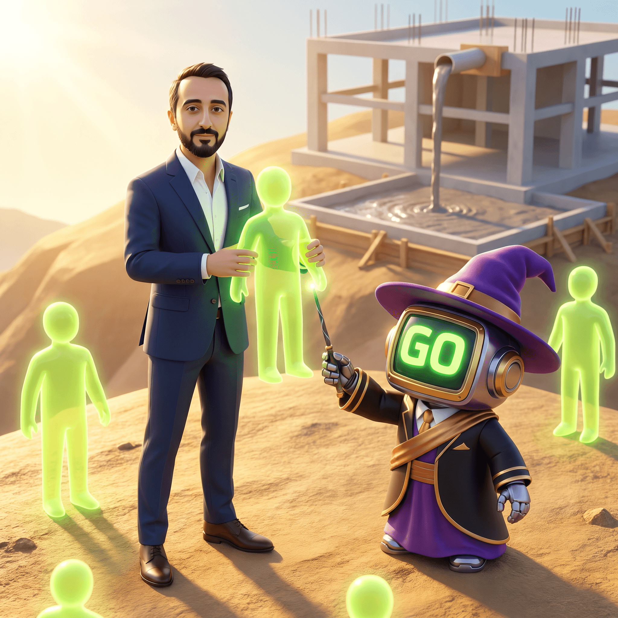 Mascot illustration: Build the team, then the company